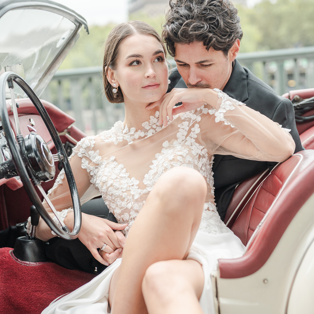 Photographie de mariage Paris région parisien couple Le pont de Bir-Hakeim laurent souday studio